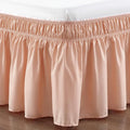 RIMELA Bed Skirt Queen Size 15 Inch Drop, Wrap Around Elastic Bedskirt Solid Microfiber Luxury Hotel Quality Fabric, Easy to Install Machine Washable Wrinkle & Fade Resistant, Flesh Pink