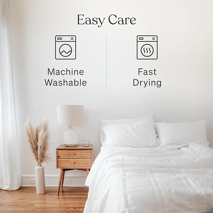 Baloo Weighted Blanket for Adults 20 lb (Pebble White, 60"x80") | Cool & 100% Cotton | Machine Washable & Dryer Safe | Glass Microbead Fill