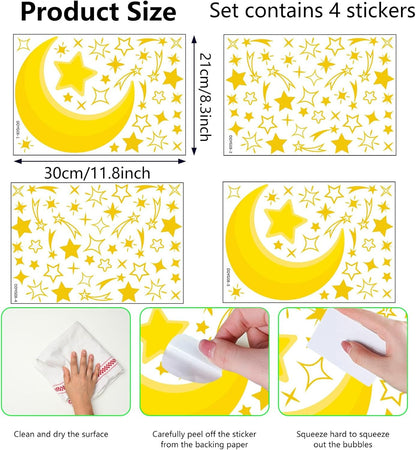 Glow in The Dark Moon Stars Stickers, 150 PCS Glowing Luminous Falling Star Wall Decals Moon Star Ceiling Stickers for Kids Boys Girls Bedroom Nursery Playroom Party Room Decor