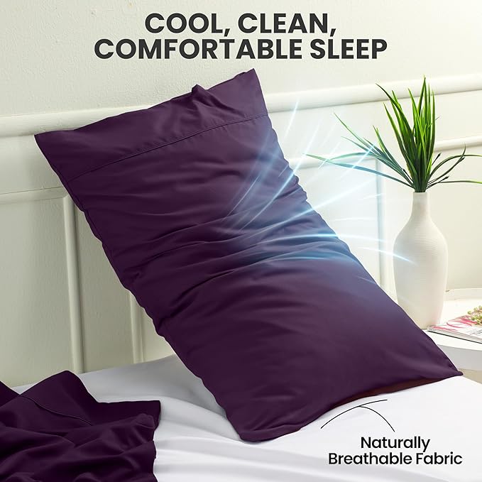 Pillow Covers by Utopia Bedding - King Size 2-Pack – Soft Brushed Microfiber – Perfect for Hospitals, Hotels, Guest Rooms – Oeko-TEX Certified, 20x40 Inches (Dark Purple)