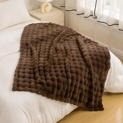 YUSOKI Luxury 3D Bubble Throw Blanket 2lb,All Ages,Home Decoration, (Brown,50 * 60inches)