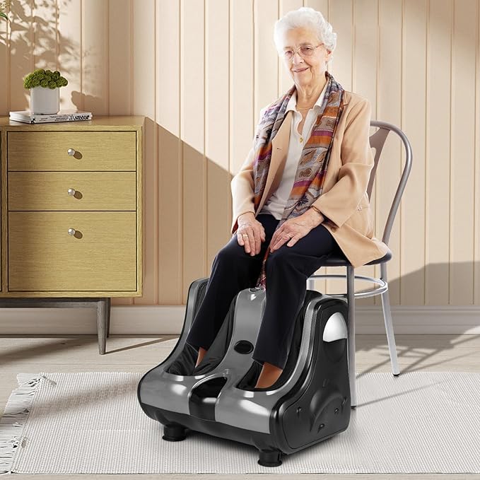 Giantex Foot and Calf Massager with Heat - Shiatsu Foot Massager Machine with Vibration, Deep Kneading, 3-Level Intensity Modes, Electric Foot Massager for Tired Feet, Leg, Calf Pain Relief (Grey)