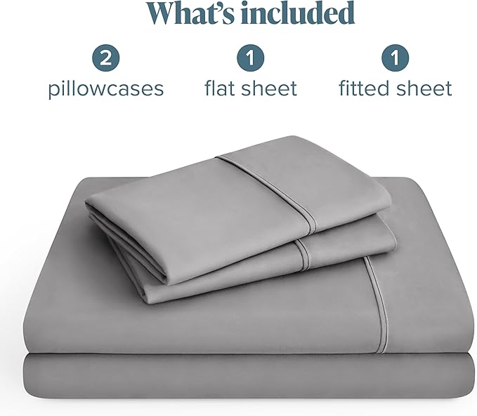 Bare Home Hotel Luxury Twin Sheet Set, Extra Soft - 4 Piece Set - Deep Pockets - Easy Fit - Cooling & Breathable - Wrinkle, Fade, Stain Resistant - Includes 2 Pillowcases (Twin, Light Grey)
