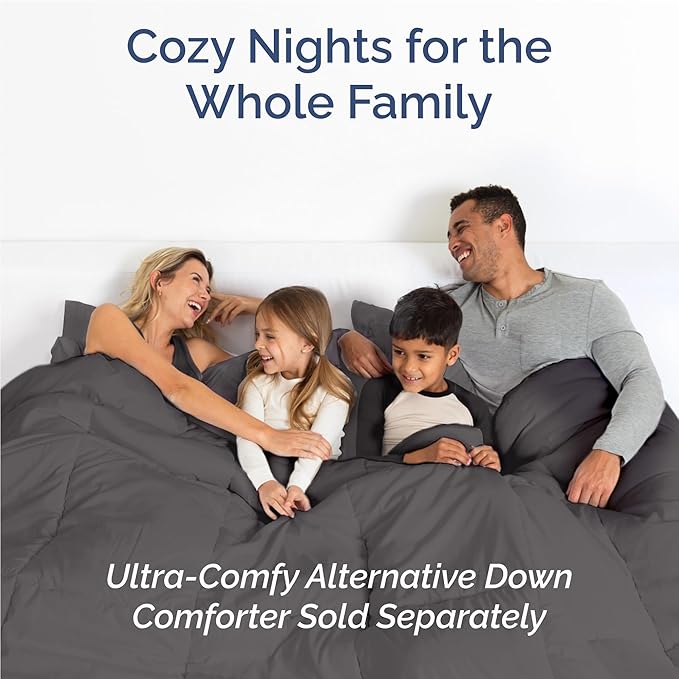 Full 6 Piece Sheet Set - Cooling, Comfy & Breathable - Hotel Luxury Bedding, Includes Fitted Sheet for Women, Men, Kids & Teens - 1 Flat, 1 Fitted Sheet, 4 Pillowcases with Deep Pockets - Dark Grey