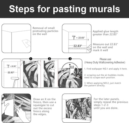 -Tropical Botanical Grey Banana Leaf Fabric Wallpaper Living Room Bedroom Bathroom Plant Large Wall Mural- 137"x96"（ not Peel and Stick）