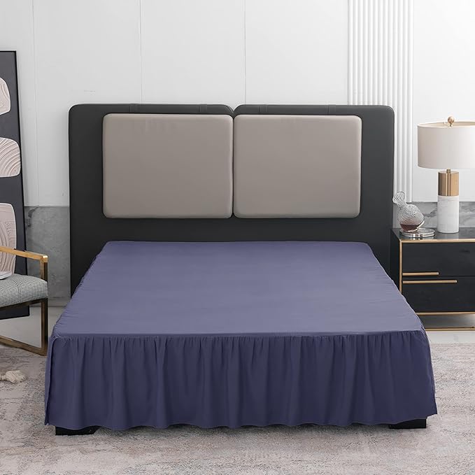 Navy Blue Bed Skirt King Size Ruffled Bed Skirt with Split Corners, King Bed Skirt 12 Inch Drop, King Size Bed Skirt Grey for Ruffled Bed Skirt with Split Corners, Bed Skirt King Size
