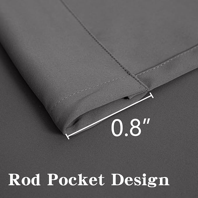 Blackout Curtains 96 Inches Long 2 Panels Set, Light Grey Curtains Thermal Insulated Room Darkening Drapes for Bedroom, Rod Pocket Light Blocking Drapes Living Room(52W × 96L, Light Grey)