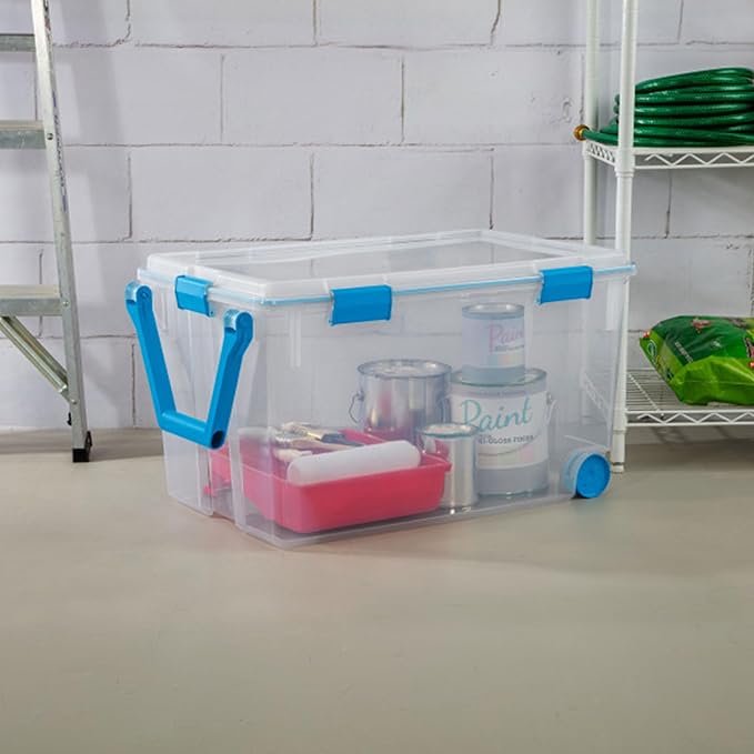 Sterilite 9-Pack Gasket Box, Weather-Resistant Storage Bins with Latching Lids, 120 Quart - Heavy-Duty Organizing Containers for Closet, Bathroom, and Office