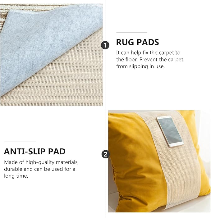 Latex Non-Slip Rug Pad Cushioning Mat Beige Ultra-Thick Protective Floor Grip for Hardwood Multi-Function Anti-Skid Carpet Underlay Noise Reducing Cushioning Pads for Area Rugs