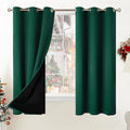 BGment Thermal Insulated 100% Blackout Curtains for Bedroom with Black Liner, Double Layer Full Room Darkening Noise Reducing Grommet Curtain (42 x 63 Inch, Emerald, 2 Panels)