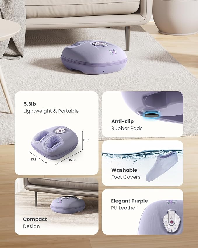 RENPHO Foot Massager Machine with Heat [2026 Upgraded], Shiatsu Foot Massager for Plantar Fasciitis, Christmas Gifts for Women, Cordless Control, Best Gifts for Women/Mom/Wife, PU