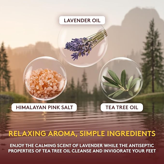 OKAY Foot Soak Detox Salt - Foot Soaking Salts for Dry Cracked Feet with Tea Tree Oil and Lavender Oil, Foot Bath, Pedicure Soak, Great for Men and Women, Athletes - 20 oz (Pack of 2)