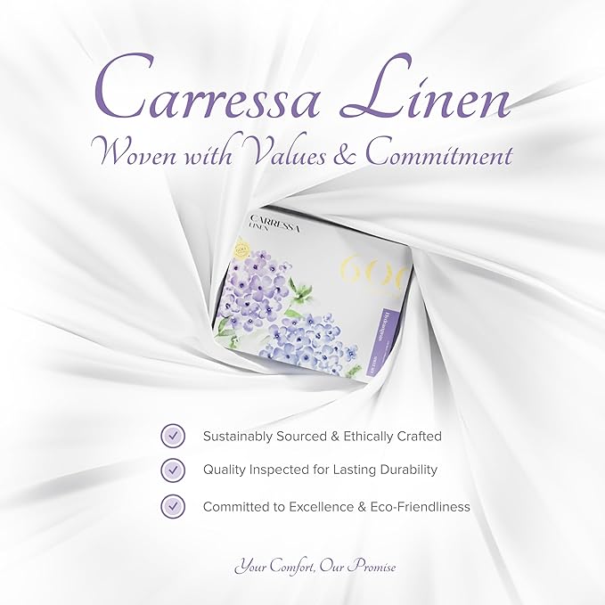 Carressa Linen Luxury Egyptian Cotton Queen Stripe Sheet Set, 600 Thread Count Extra Long Staple 4 PC Set, Queen Damask Sheets, Soft, Cooling Sateen Weave Sheets Upto 18" Deep Pocket - Light Blue