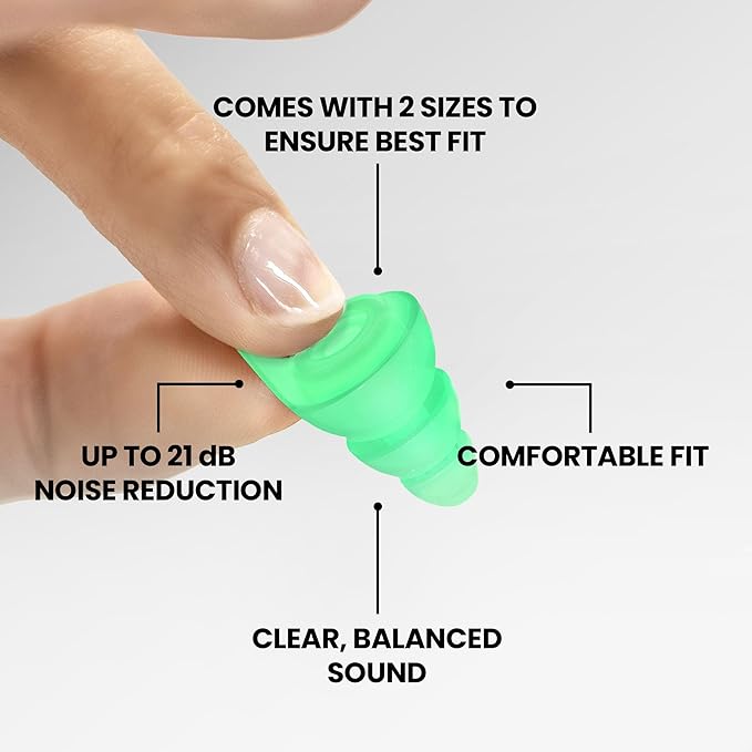 Eargasm Afterglow High Fidelity Earplugs - Reusable Glow-in-The-Dark Noise Reduction Hearing Protection Ear-Plugs with Carrying Case for Concerts, Festivals, Raves, Musicians, Live Music, Sports