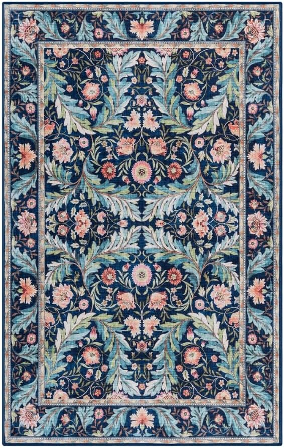 Gertmenian Indoor Boho Area Rug | Home Decor for Entryway, Bedroom, Living Room, Office, Kitchen | Non Slip, Soft, Printed Accent Rugs | Altair, Navy, 3x5 Small, 24510