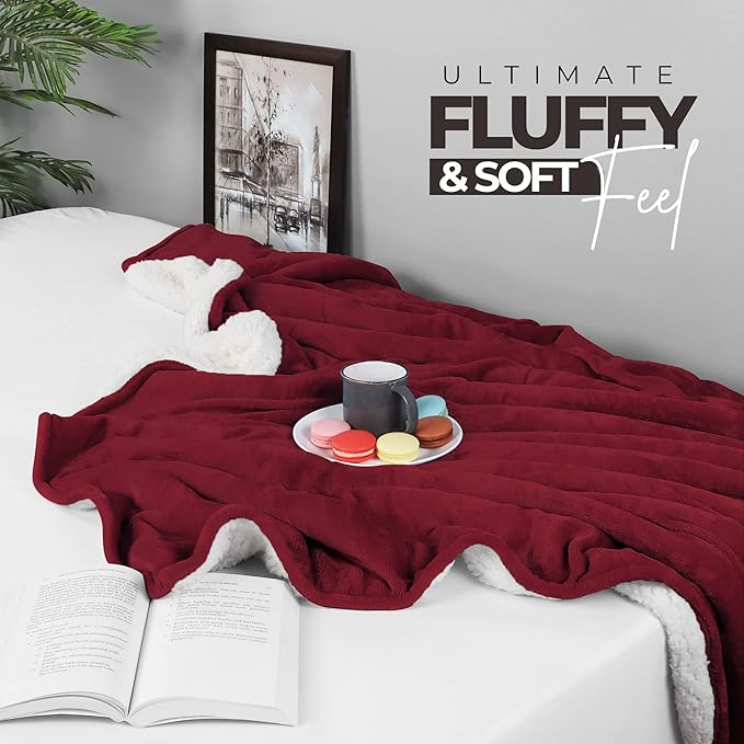 Utopia Bedding Sherpa Blanket Throw Size (Red, 50x60 Inches) - Soft Lightweight Plush Fleece Reversible Blanket for Bed, Sofa, Couch, Camping and Travel