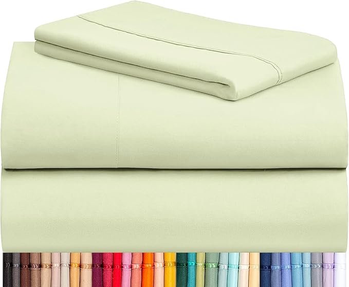 LuxClub 3 PC Twin Sheet Set, Deep Pockets Wrinkle Free Cooling Bed Sheets Hotel Bedding for Women, Men, Kids & Teens, Includes 1 Fitted Sheet, 1 Flat Sheet and 1 Pillowcase-Silky Soft Sage Green