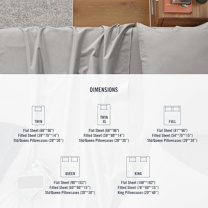 IZOD 100% Egyptian Cotton Sheets Set King Size, Cotton Percale Crisp Sheet Set 4Pc,Lightweight & Deep Pocket fits Upto 17", Long-Staple Soft Combed, Hotel Style Luxury Bedding Sheet - Sterling Silver