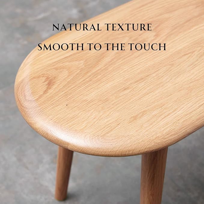 100% Solid Oak Dining Bench, Wood Bench for Bedroom End of Bed with Rounded Corners, Entryway Benches for Dining Room, Kitchen, Living Room (Natural Oak, 47.2")
