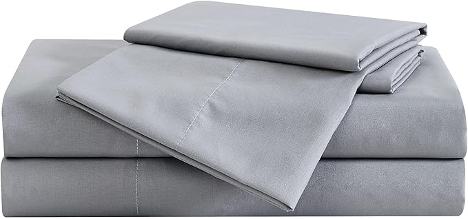 London Fog Garment Washed Solid Sheet Set Grey Microfiber 3-Piece Twin Sheet Set, Solid Themed, Deep Pocket, Adult and Teen, Oeko-TEX Certified