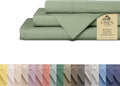 Linen Home 100% Cotton Percale Sheets Full Size, Oil Green, Deep Pocket, 4 Pieces Set - 1 Flat, 1 Deep Pocket Fitted Sheet and 2 Pillowcases, Crisp Cool and Strong Bed Linen