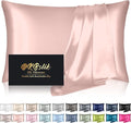 Mulberry Silk Pillow Cases Standard Size, Silk Pillowcase for Hair and Skin, Anti Acne Cooling Sleep Both Sides Natural Silk Satin Pillow Covers with Hidden Zipper, Gifts for Women Men, Coral