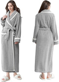 Oksun Womens Long Fleece Robe: Soft Fluffy Warm Bathrobe - Cozy Winter Housecoat Nigthgown with Chic Piping