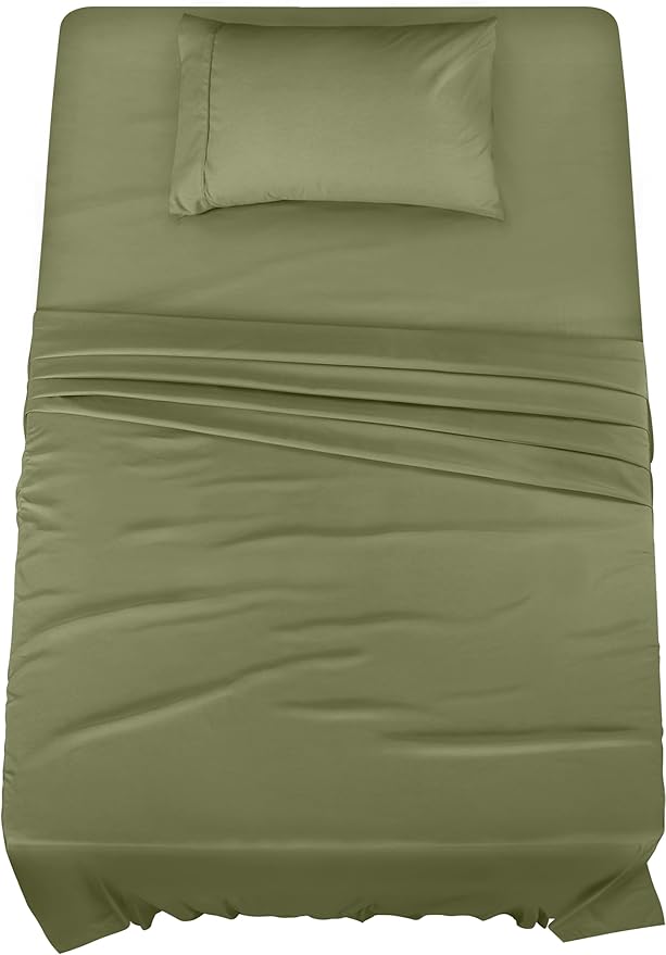 Utopia Bedding Twin Bed Sheets Set - 3 Piece Bedding - Brushed Microfiber - Shrinkage and Fade Resistant - Easy Care (Twin, Olive)