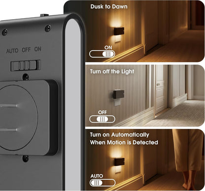 Briignite Motion Sensor Night Light, 2 Pack Motion Activation Night Lights Plug into Wall, Auto On Off, 0-100LM Dimmable Night Light Plug in, 3000K Warm White LED Nightlight for Kids Bedroom Hallway