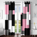 Pink 100% Blackout Curtains for Bedroom 72 inch Length 2 Panels Set Grey Modern Abstract Geometric Black Out Curtains Insulated Room Darkening Window Drapes for Living Room, 52Wx72L