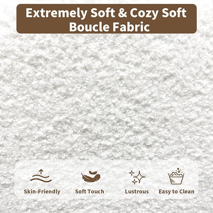 Queen Size Bed Frame with Headboard, upholstered Bed Frame Queen Size, Teddy Soft Boucle Fabric, Soft Cloud Marshmallow Shape Headboard, No Box Spring Needed, Noise Free (White)