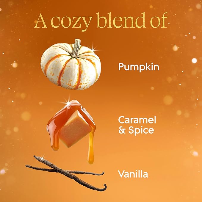 Glade 3-Wick Scented Candle Jar, Pumpkin & Ginger, Air Freshener Infused with Essential Oils, 6.8 Oz, 3 Count
