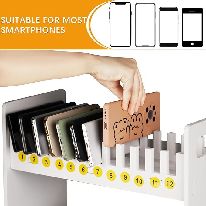 Cell Phone Holder Classroom Cell Phone Storage 3-Tier Multiple Cell Phone Stand Rack with 1-36 Number Stickers PVC Board Mobile Phone Holder Desktop Organizer for Classroom Office