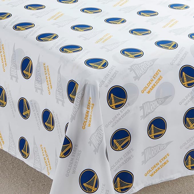 NORTHWEST Officially Licensed Golden State Warriors NBA Queen Size Sheet Set – Soft Team Logo Bedding for Dorms, Bedrooms, Fan Caves & Game Day Style