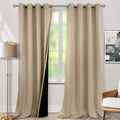 BGment Thermal Insulated 100% Blackout Curtains for Bedroom with Black Liner, Double Layer Full Room Darkening Noise Reducing Grommet Curtain (52 x 108 Inch, Sand, 2 Panels)