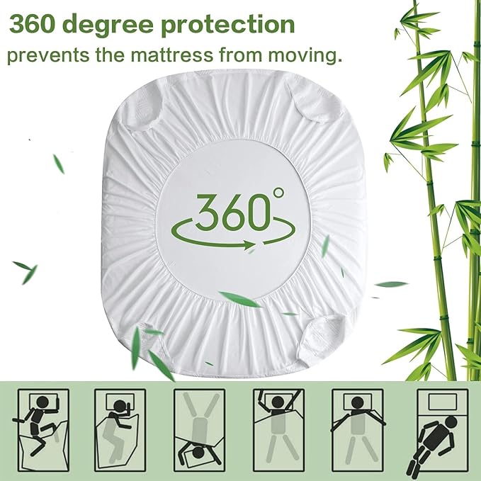 MERITLIFE Premium 100% Waterproof Full Size Mattress Protector Double Mattress Cover Cooling Breathable Mattress Pad Cover Fitted Up 8"-21" Vinyl-Free Noiseless Washable (White,Full 54"x75")