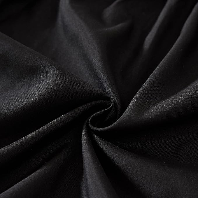 MEILA Wrap Around Bed Skirt Three Fabric Sides Elastic Dust Ruffled 16 Inch Tailored Drop,Easy to Install Fade Resistant-Black, Twin/Full