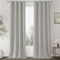 ChrisDowa 100% Blackout Light Grey Solid Curtains 96 Inches Long 2 Panels for Bedroom Living Room,Farmhouse Room Darkening Thermal Insulated Soundproof Grommet Top Window Treatment Drapes,52x96
