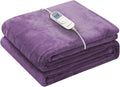 Wapaneus Electric Blanket 62”x84” Flannel Heated Blanket Twin Size with 5 Heating Settings 10 Hours Auto-Off, Fast-Heating, ETL Listed, Machine Washable, Purple