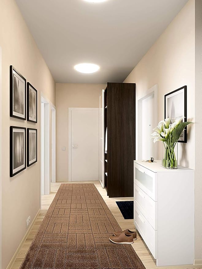 Custom Length Hallway Runner Rug,Slip Resistant,Bricks Brown, 26 Inch X 19 feet, Sold and Priced Per Foot