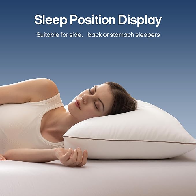 puredown® Goose Feathers and Down Pillows, Premium Medium to Firm Bed Pillows for Sleeping, Luxury Pillows with 100% Cotton Cover, 2 Pack, King Size, 20x36 Inches
