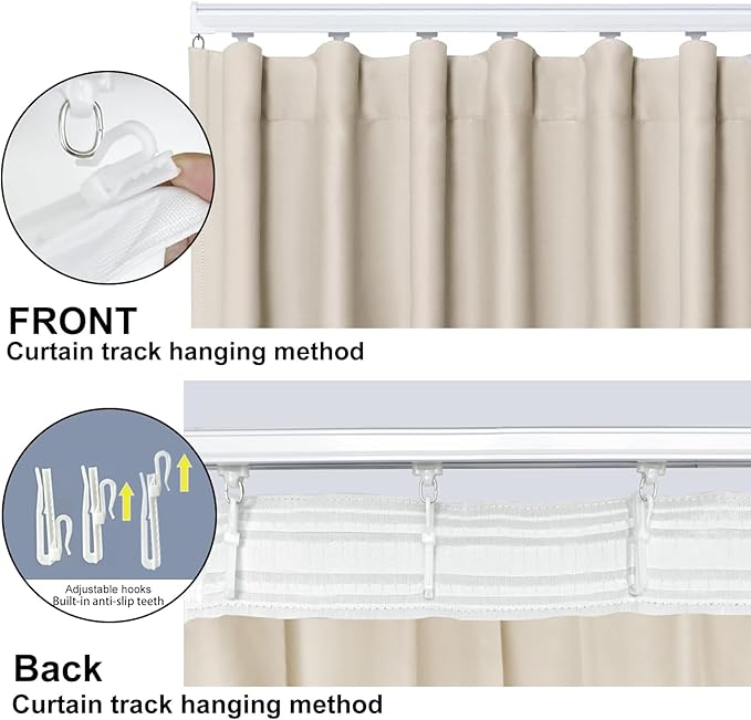 Room Divider Blackout Curtain Track Curtains Wall Dividers Panels Screen for Living Rooms Bedroom Office Privacy Partition Separation, W150 × L96 Inch,1 Panel, Beige