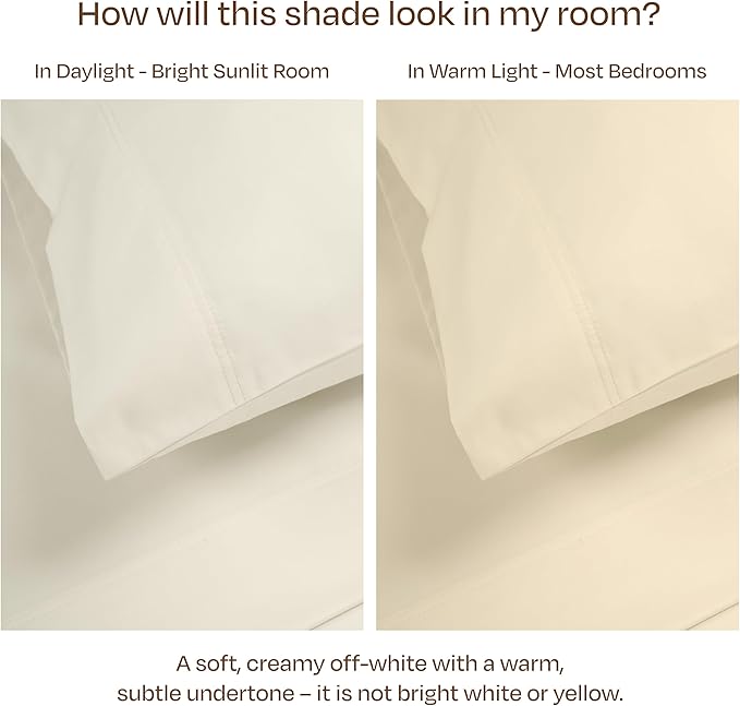 California Design Den Luxury Split King Sheets Sets for Adjustable Bed, Soft 800 Thread Count Sateen, 100% Cotton Set, Includes Twin XL Fitted Sheets - Ivory (Cream Tone)