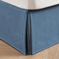 MIYE Pleated Waffle Weave Bed Skirt, Tailored Dust Ruffle 18 Inch Drop Easy Fit, Machine Washable (Blue, Twin - 18" Drop)
