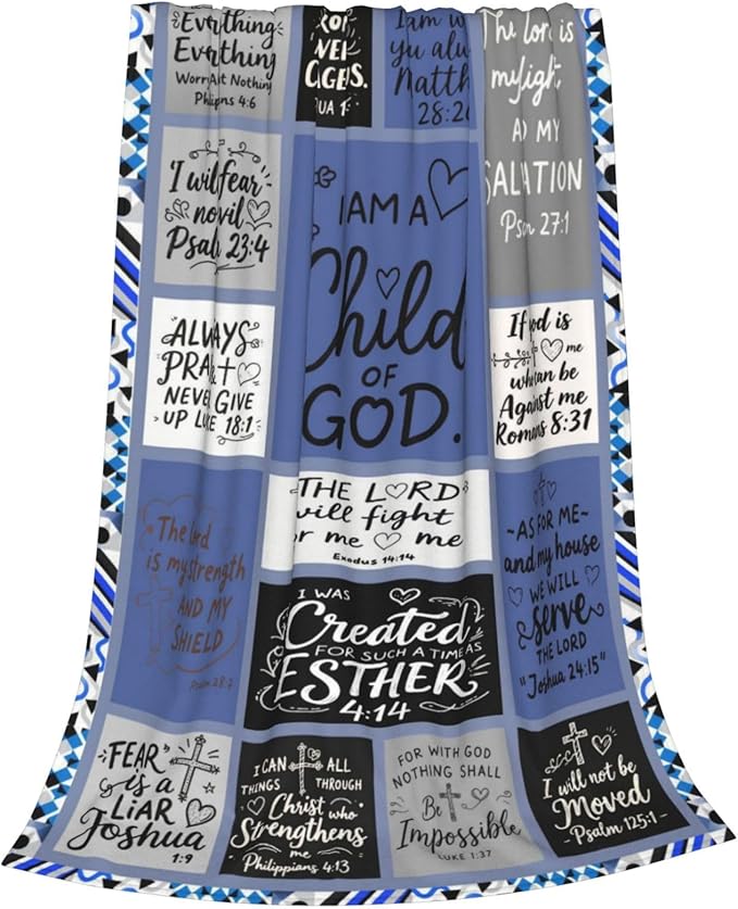 Christian Throw Blanket for Couch, Inspirational Gift for Women, Super Soft Plush Flannel Blanket, 50"x 60" Thoughts and Prayers Blankets for Bedroom Sofa Living Room Decoration