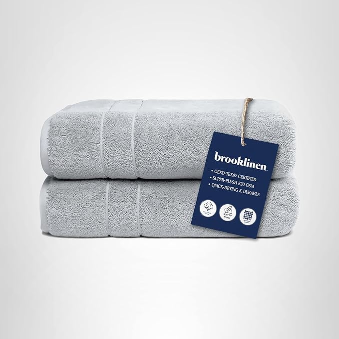 Brooklinen Super-Plush Turkish Cotton Washcloths Set of 2 Cotton, 820 GSM, Highly Absorbent, Machine Washable, Perfect for Home & Bathroom (13" x 13", Smoke Grey)