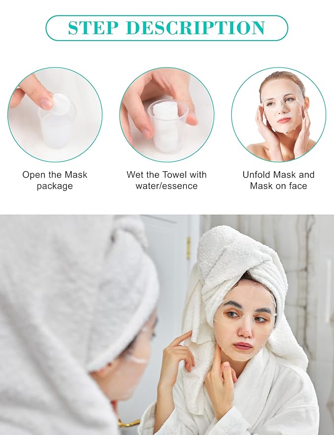 Dioche 500pcs Disposable Mask Paper Compressed Sheet DIY Hydrating Mask Cotton Skin Care Wrapped Masks for Home Travel, Dry Face Paper Sheet