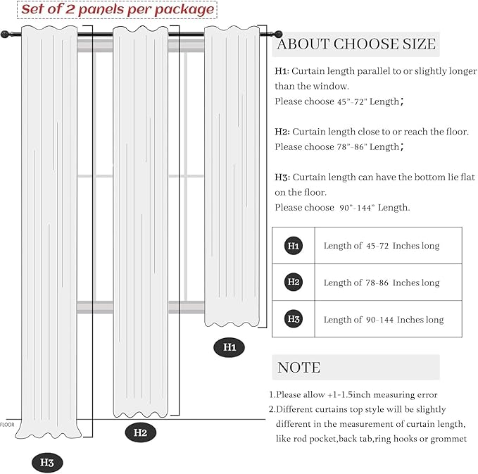 White Blackout Curtains 96 Inches Long 2 Panel Burg for Bedroom Thermal Insulated Total Black Out Boho Extra Wide Window Drape for Living Room Thick Linen Textured Soundproof Back Tab 8ft 52x96 Length