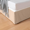 Queen Bed Skirt, Grid Plaid Soft Quadruple Pleated Ruffle Bed Skirt, Tailored Dust Ruffle 18 Inch Drop Easy Fit, Machine Washable (Beige)