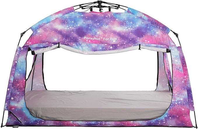Indoor Instant Privacy Bed Tent for Sleeping,Quick Set-up Bed Canopies,Portable Bed Drapes with Large Space and 3 Doors (Galaxy, Full)